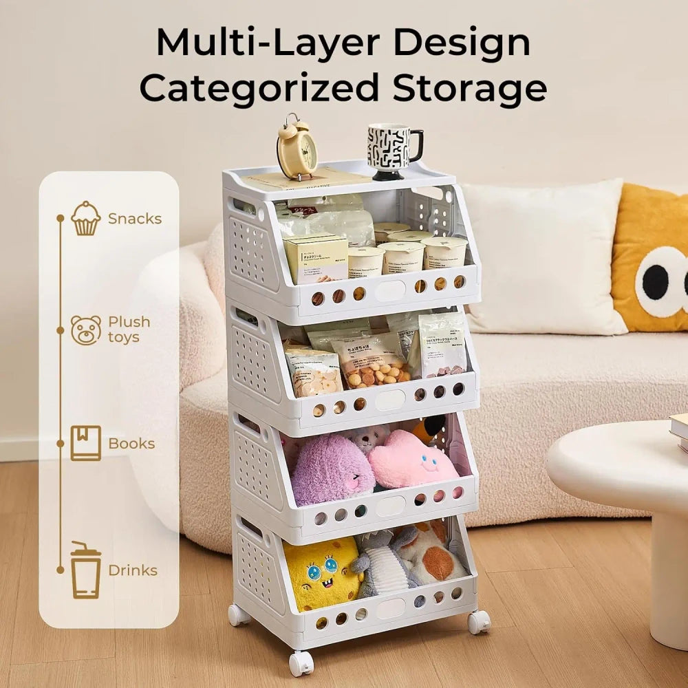 Modular Rolling Plastic Storage Cart