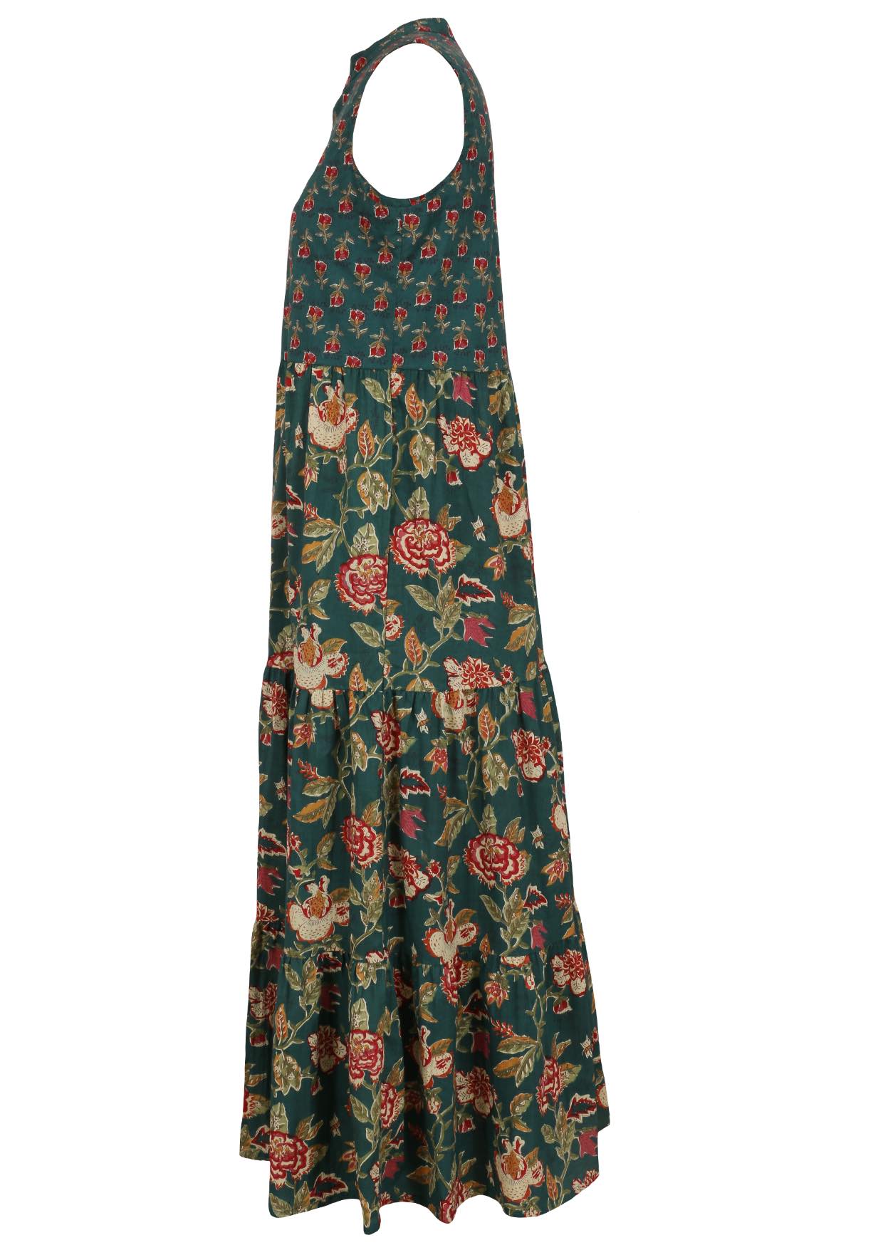 Side product view showing the hidden pocket and tiered skirt.